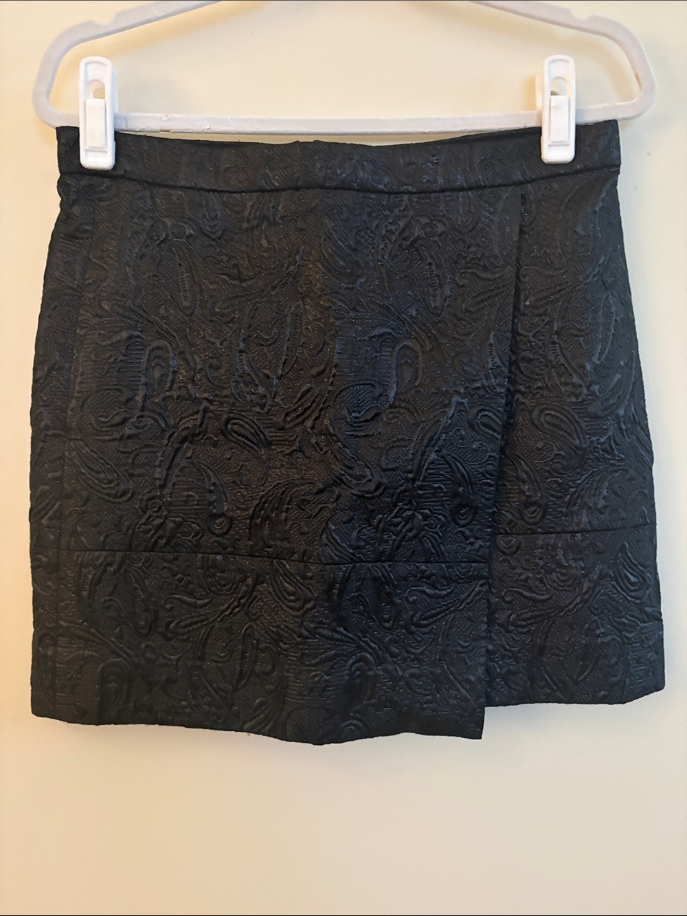 J. Crew Origami Skirt In Metallic Matelasse Mini Wrap Front Black Size 4